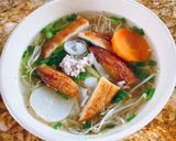 Hình bước làm 2 của món Bún chả cá, thịt bằm