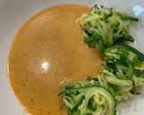 A picture of step 6 of Red curry Salmon with zucchini noodles 🍛 🍣.