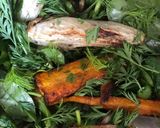 A picture of step 3 of Carrots, fennel and baby spinach.