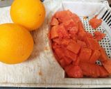 A picture of step 1 of Papaya and orange juice.