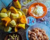 Foto del paso 1 de la receta: Pastel de papa y zapallo con pollo a la crema
