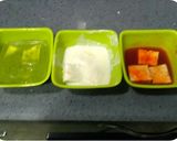 A picture of step 1 of Tricolour paneer tikka.