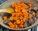 A picture of step 15 of Beef Bourguignon with Sweet Potato, Carrots, Turnips, and Mushrooms.
