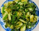 Hình bước làm 5 của món Salad dưa leo và lá mè chay
