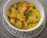 A picture of step 6 of Aalo bhujia without oil.