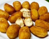 Foto del paso 7 de la receta Croquetas con merluza rebozada, atún en aceite y huevo duro