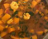 A picture of step 2 of Prawn curry with butternut squash.