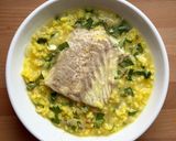 Une image de l'étape 4 de Risotto au curcuma et au lieu noir mijoté.