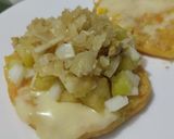 Foto del paso 9 de la receta: Arepa🫓de calabacin🥯y zanahoria rellena de pollo🍗queso🧀cebolla🧅caramelizada y salsa de ajo🧄🌿🥯