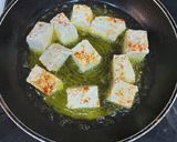 A picture of step 1 of Paneer kohlapori.