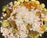 A picture of step 2 of Creamy leftover veggie curry.