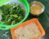 A picture of step 1 of Pumpkin Saag(kumro) with Moong dal and Coconut.