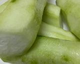A picture of step 1 of Ridge gourd fry/Tori ki sabzi.