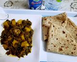 A picture of step 6 of Palak,methi,soya,aloo.