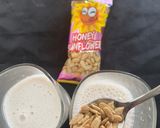 A picture of step 3 of Milkshake with honey roasted sunflower seeds.