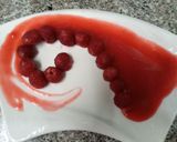 A picture of step 5 of Raspberry glaze or sauce.