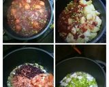 A picture of step 2 of Aloo Matar in Beet curry.
