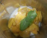 A picture of step 2 of Mango basil salted smoothie.