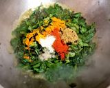 A picture of step 2 of Besan Bathua Leaves Sabzi.