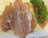 A picture of step 3 of Chicken tender rolls (shiso leaves + umeboshi).