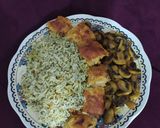 عکس مرحله 3 از دستور سبزی پلو با کباب تابه ای مرغ چرخ کرده و قارچ