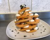 Une image de l'étape 6 de Melon « tour de pise » à la menthe fraîche et mozzarella di buffala.