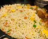 A picture of step 10 of Sizzling Garlic burnt fried rice with chicken Manchurian.