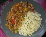 A picture of step 12 of Apple and pear chicken tikka stir fry with rice.