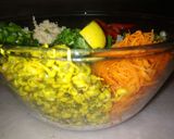 A picture of step 3 of Vegan, tropical sprouts burrito bowl.
