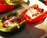 A picture of step 7 of Bacon and Ham Stuffed Bell Peppers.