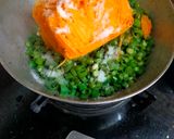 A picture of step 2 of Carrot and Beans Toran.