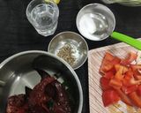 A picture of step 1 of Peri peri paneer mushroom.