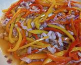 A picture of step 3 of Mussels with Ham, Peppers and dry Rosé Wine.