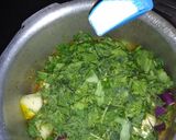 A picture of step 5 of Spinach Brinjal Potato Sabji.