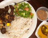 A picture of step 4 of Rice and beans with fried beef.