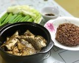 Hình bước làm 3 của món Cá đù kho tiêu - ăn kèm rau luộc - cơm gạo lứt