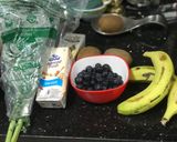 A picture of step 1 of Blueberries Banana Chia Oats and Dates Smoothie Bowl.