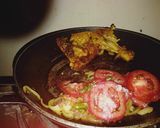 A picture of step 7 of Marinated chicken, served with coconut sauce n rice.