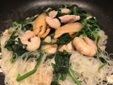 Super Healthy Cellophane noodles with shrimps mussels pork fried vegetables