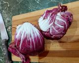 A picture of step 1 of Penne with Radicchio and Creamy Cheese Sauce.