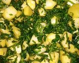 A picture of step 8 of Shaljam Palak Gosht.