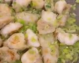 A picture of step 3 of Monkfish meunière with leek green and lemon juice.