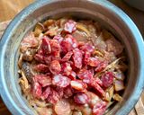 A picture of step 5 of One Pot Rice Cooker Chinese Recipe- Chicken, Shiitake Mushrooms, Chinese Sausage.