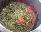 A picture of step 2 of Sarso Ka saag with makki ki roti.