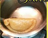 A picture of step 16 of Gulabo gujhiyas /sweet Gujhiyas or chandrakala in gulkand flavour.
