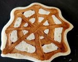 A picture of step 4 of Halloween Spiders And Chocolate Vanilla Eggless Spiderweb Pancake.