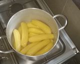 A picture of step 2 of Salt boiled green bananas for breakfast.