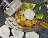 A picture of step 3 of Deviled Eggs with Manchego Cheese Spread and Avocado.