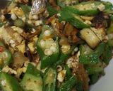 A picture of step 3 of Fried Lady Fingers with Egg and Anchovies (Malaysian Style).