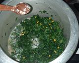 A picture of step 3 of Green Amarnath leaves sabzi.